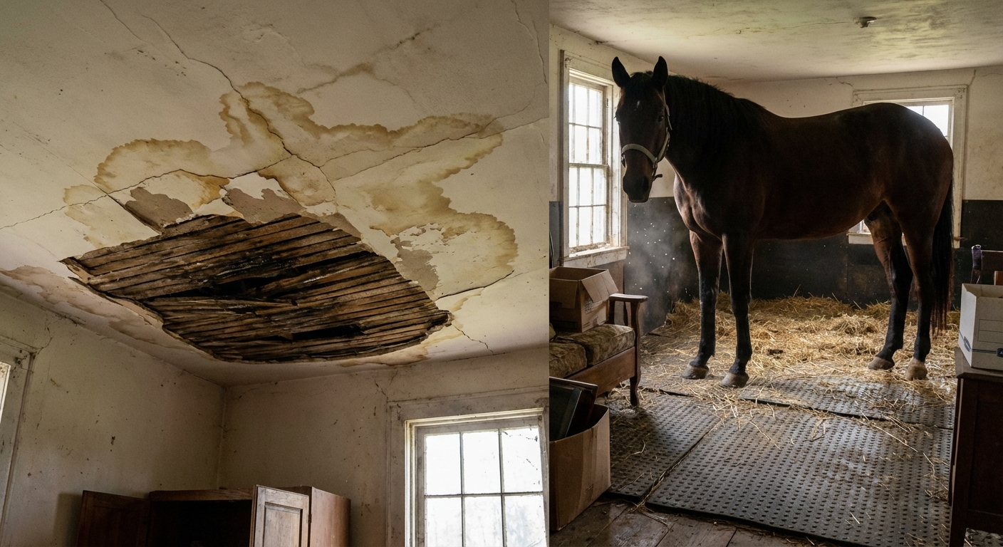 Czy opary z moczu konia mogą uszkodzić sufit w domu? Amoniak, wilgoć i realne ryzyko